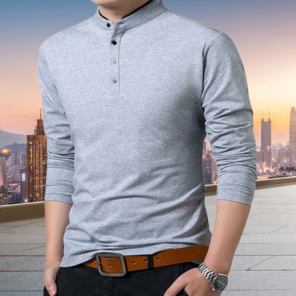 Men's Premium Business Stand Collar Long Sleeve T-Shirt