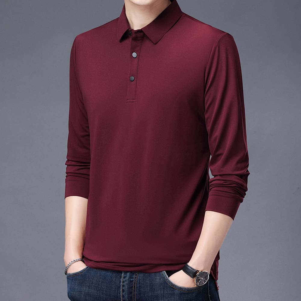 2024 nueva camiseta de manga larga con solapa para hombre