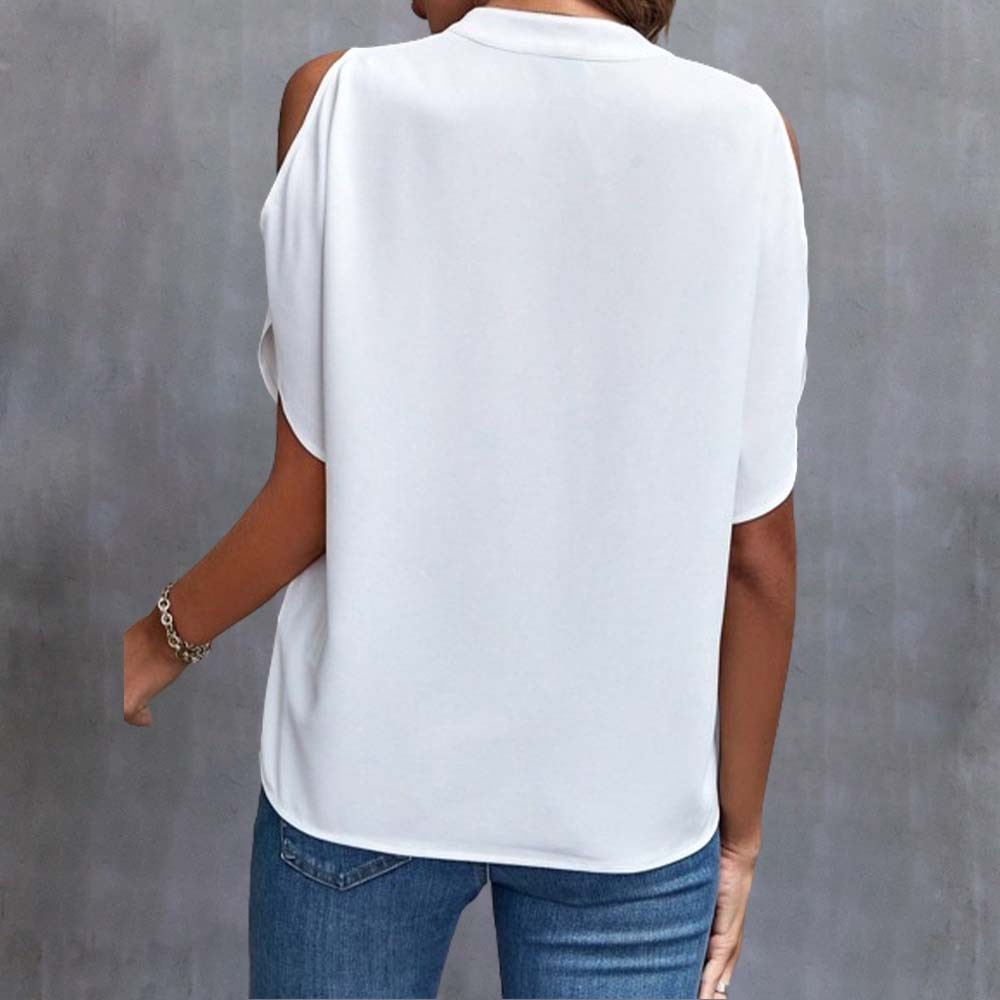 Women's sexy V-neck off-shoulder sleeve top T-shirt