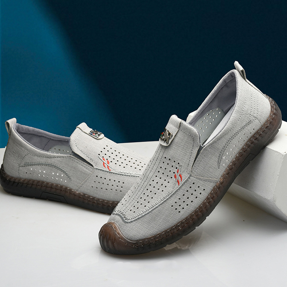 Olivoslindo Verano Nuevos zapatos casuales transpirables de tela de lino para hombres