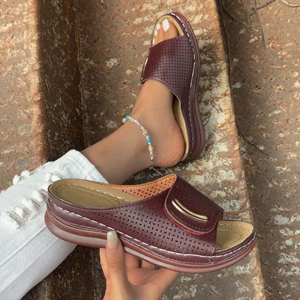 Sandalias cómodas de cuero con soporte para mujer