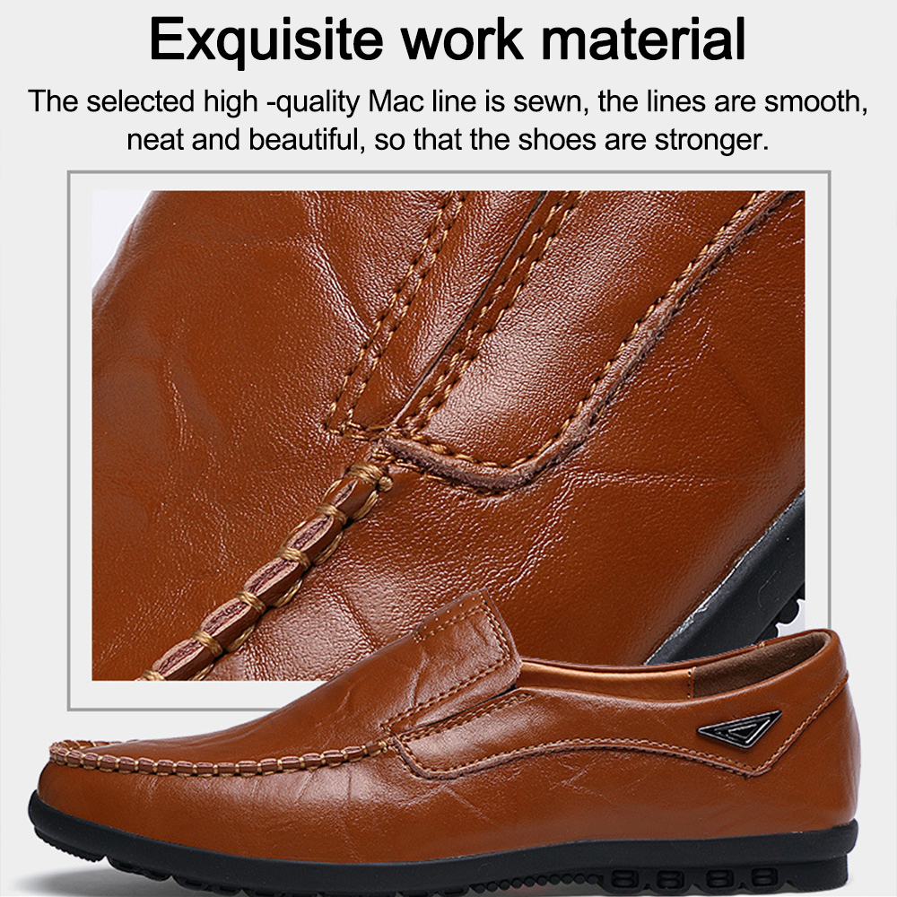 Zapatos casuales de cuero cómodos y sin cordones para hombre