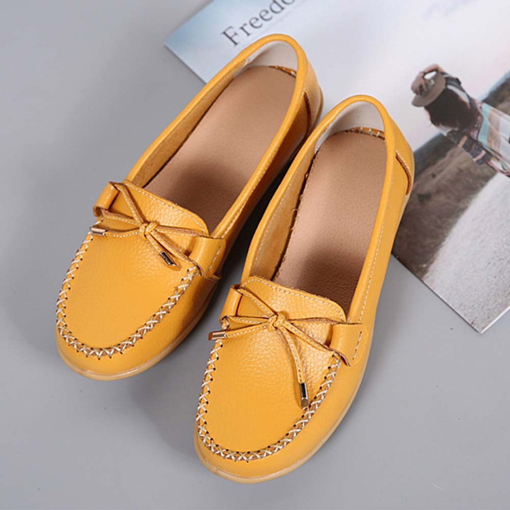 Mocasines de cuero con suela suave y transpirable para mujer Zapatos casuales