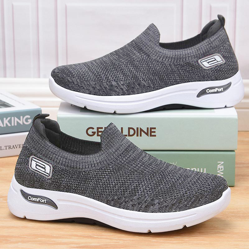 Olivoslindo Zapatillas deportivas de malla sin cordones para hombre