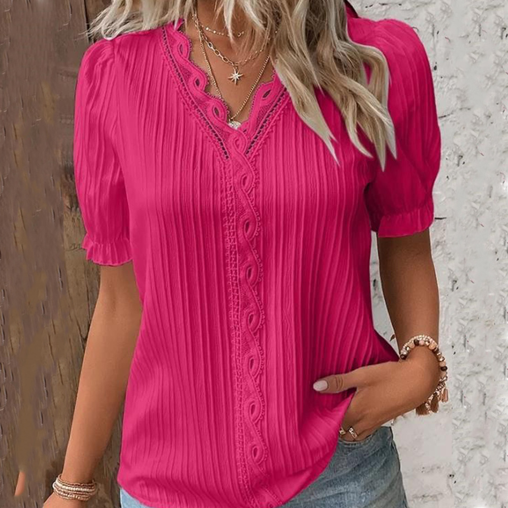 Summer new fashion hollow short-sleeved women's shirt