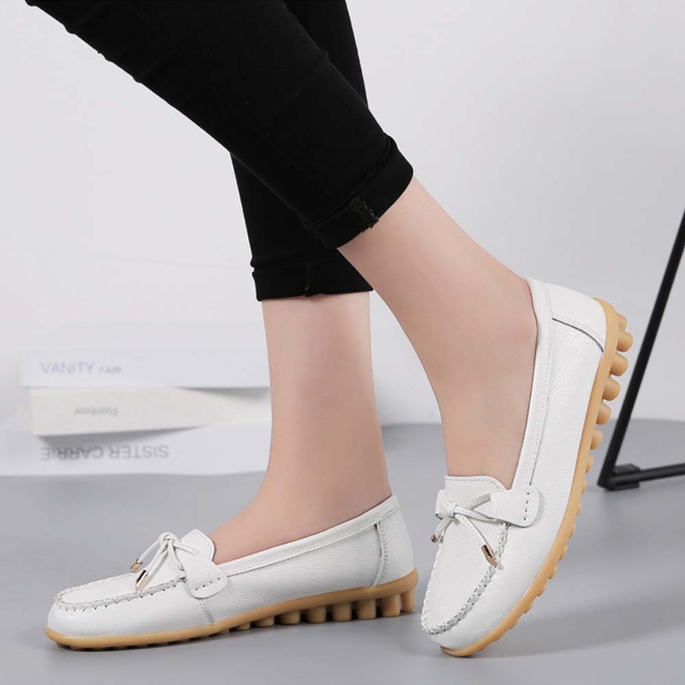 Mocasines de cuero con suela suave y transpirable para mujer Zapatos casuales