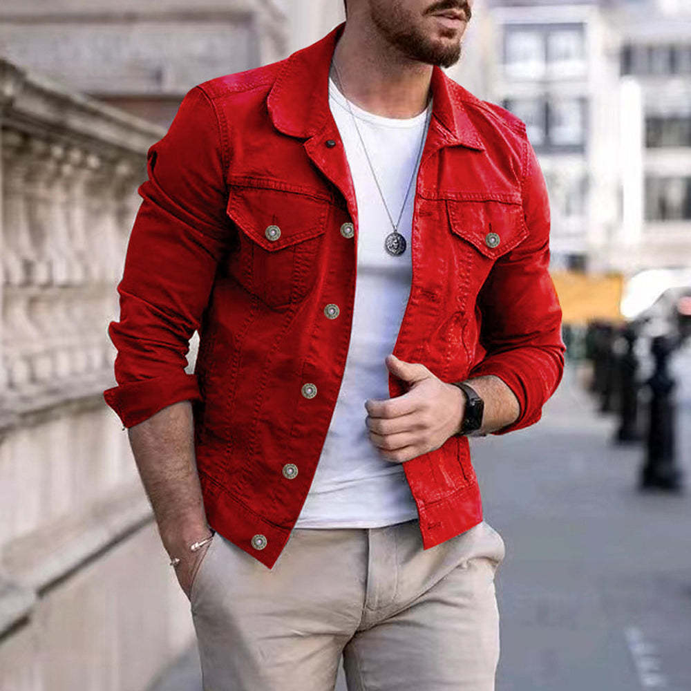 Olivoslindo Chaqueta casual de hombre, ropa de trabajo, chaqueta de mezclilla