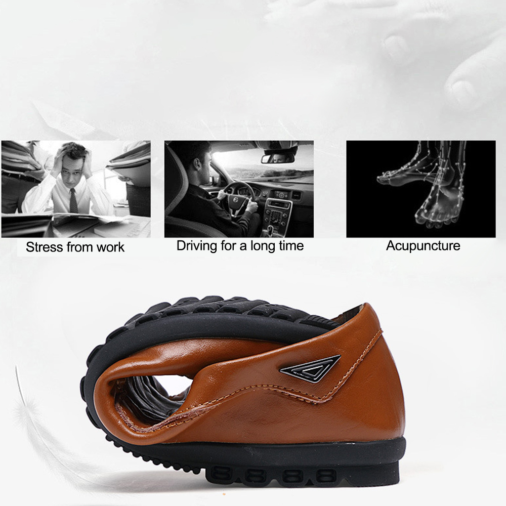 Zapatos casuales de cuero cómodos y sin cordones para hombre