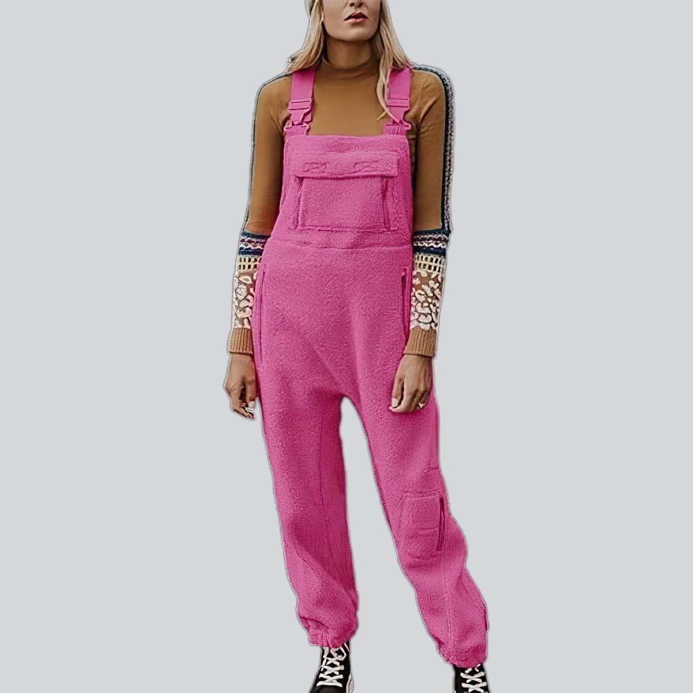 Women's Fleece Warm Loose Casual Jumpsuits