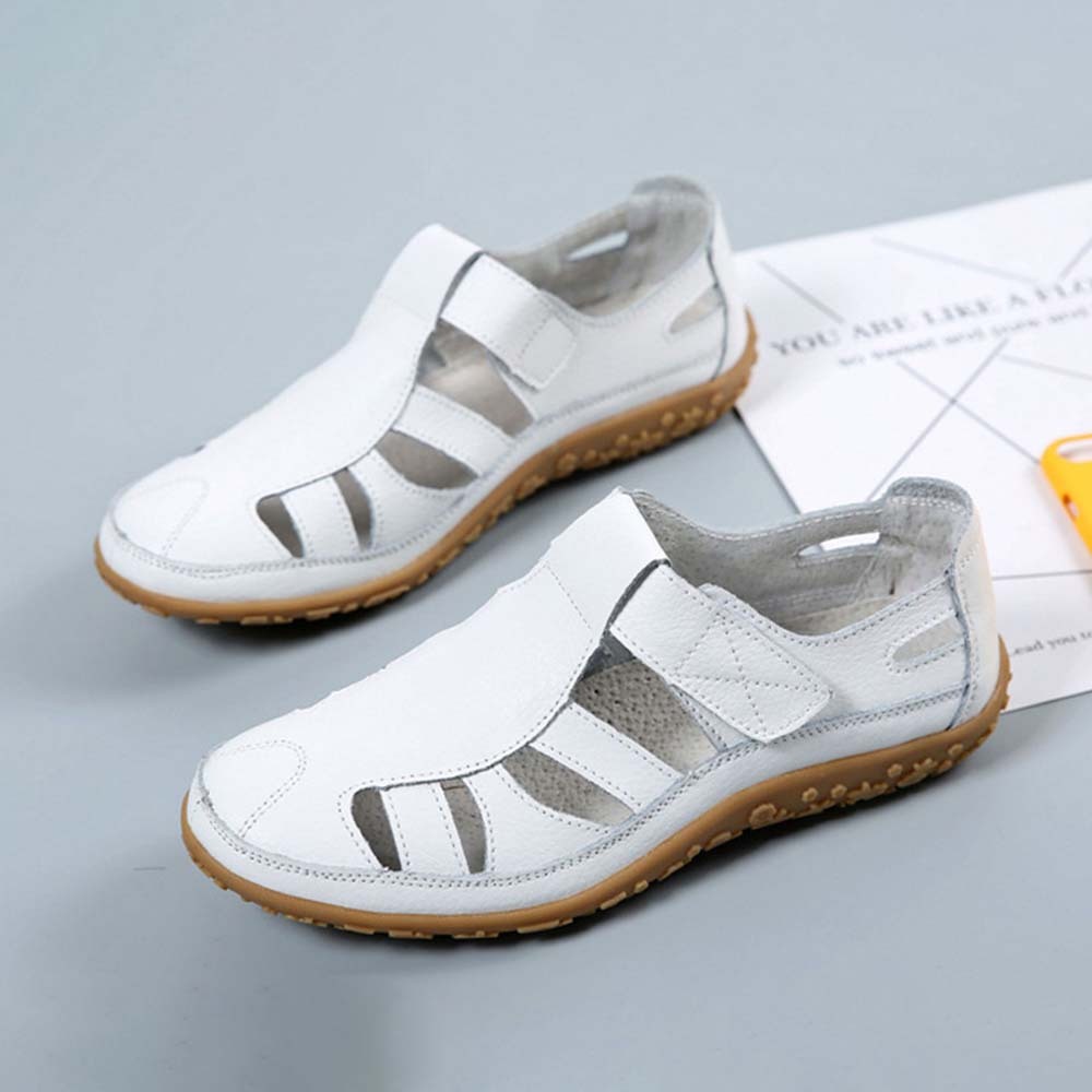 Sandalias de mujer de piel con suela suave y velcro transpirable