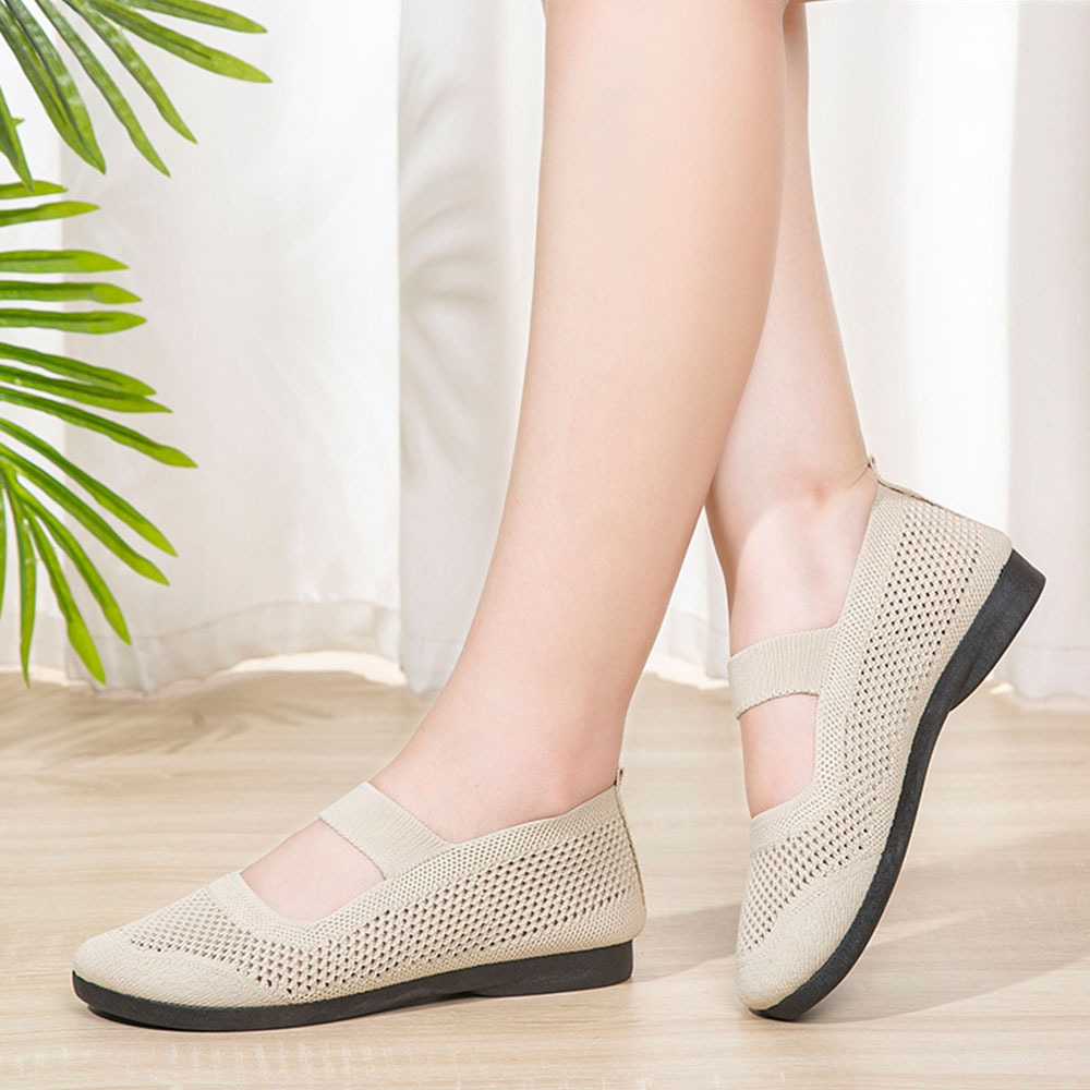 Spring and Autumn Women's Hollow Fly Knit Slip-on Casual Shoes