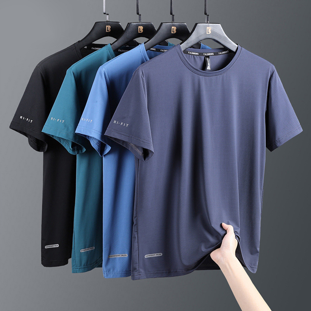 Smiledeer Men's Summer Ice Silk Quick-Drying Large Size Sports T-Shirt