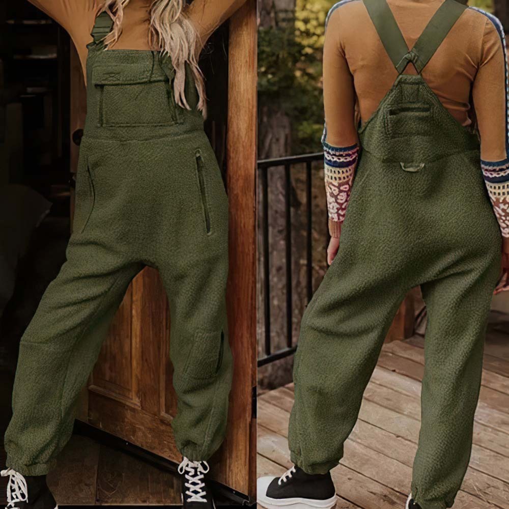 Women's Fleece Warm Loose Casual Jumpsuits