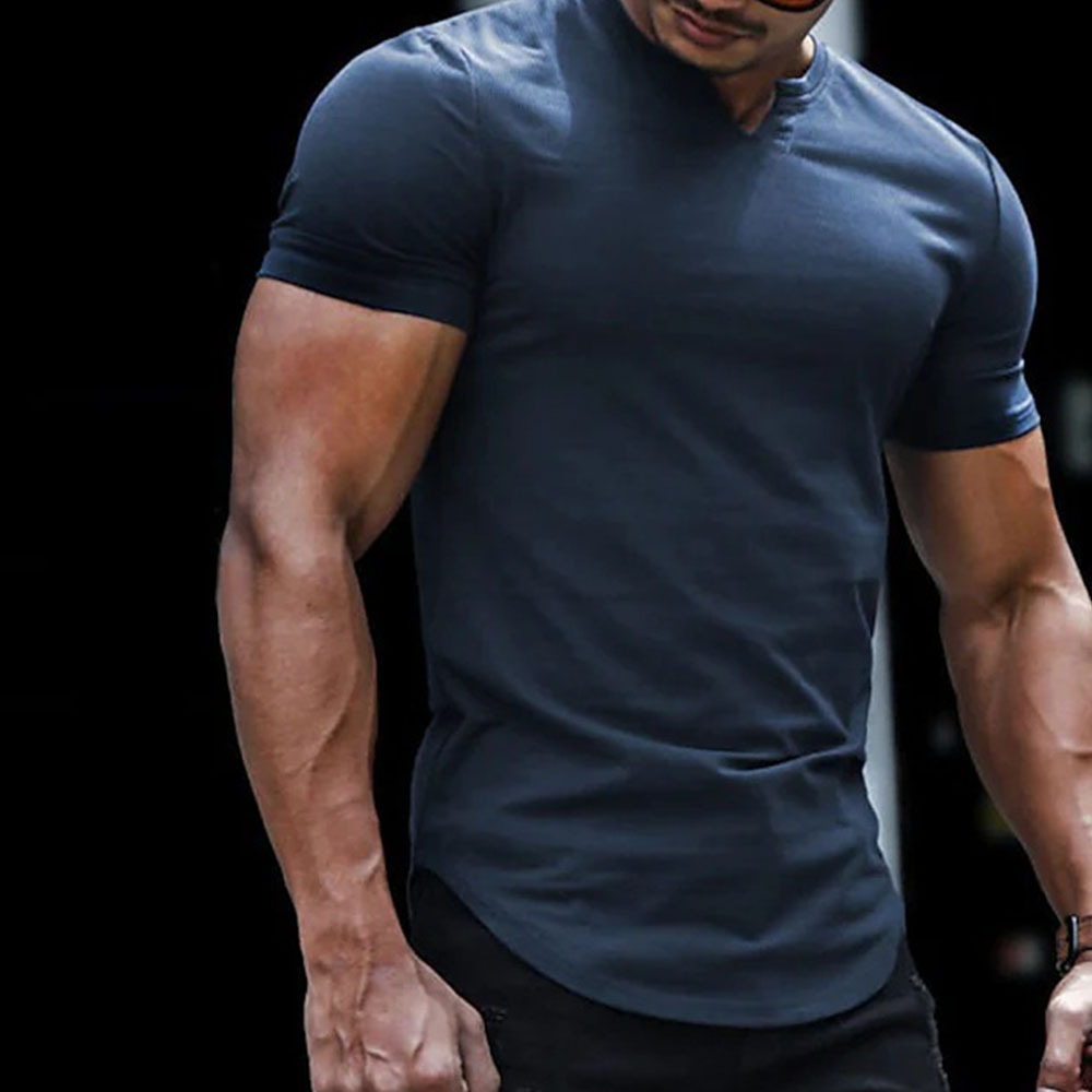 Olivoslindo Camiseta de color sólido simple transpirable casual de verano para hombres