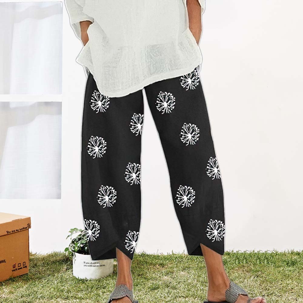 Women's Cotton Linen Loose Wide Leg Pants Casual Pants