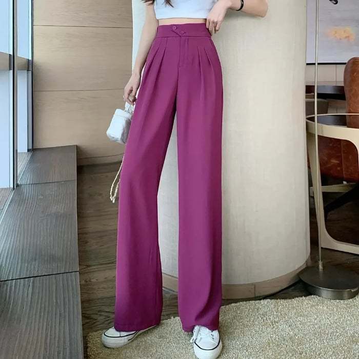 Ladies casual loose high waist suit pants