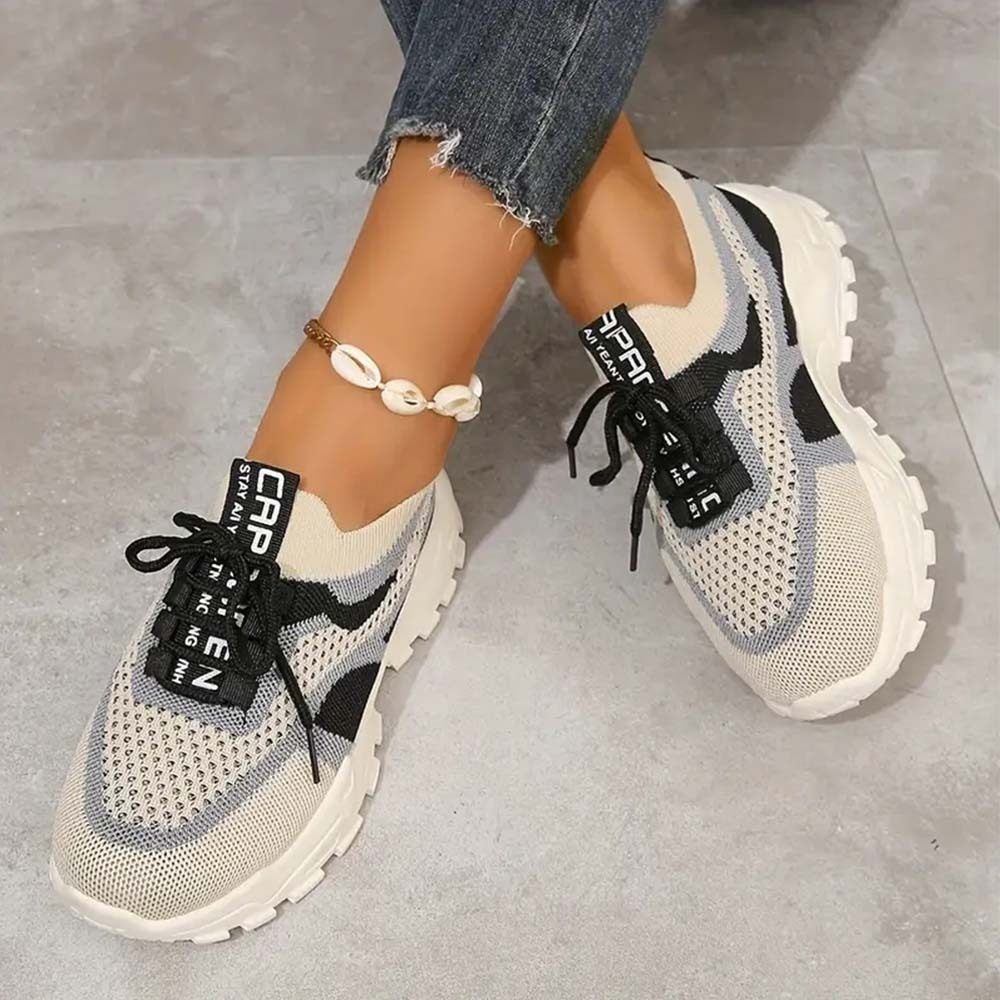 Zapatillas de deporte de suela gruesa de malla transpirable para mujer