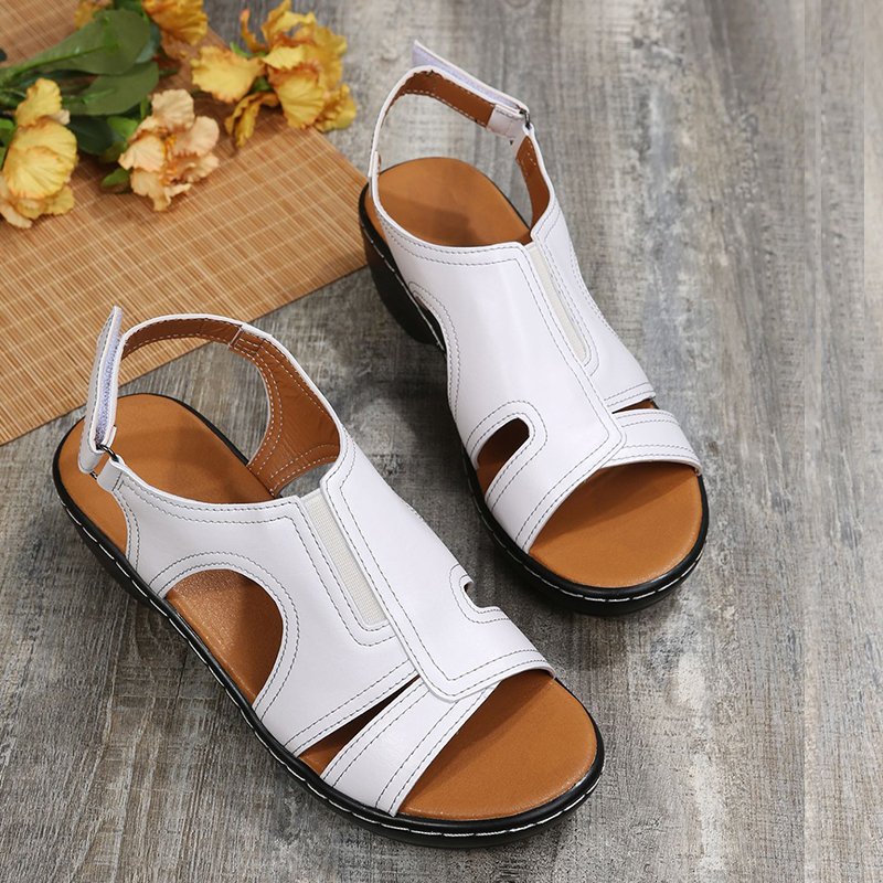 Sandalias de cuero de alta calidad de verano 2024 para mujer