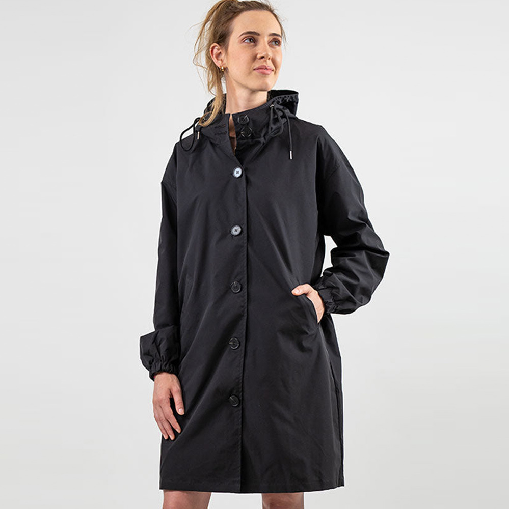 Olivoslindo Gabardina impermeable de mujer oversize con capucha