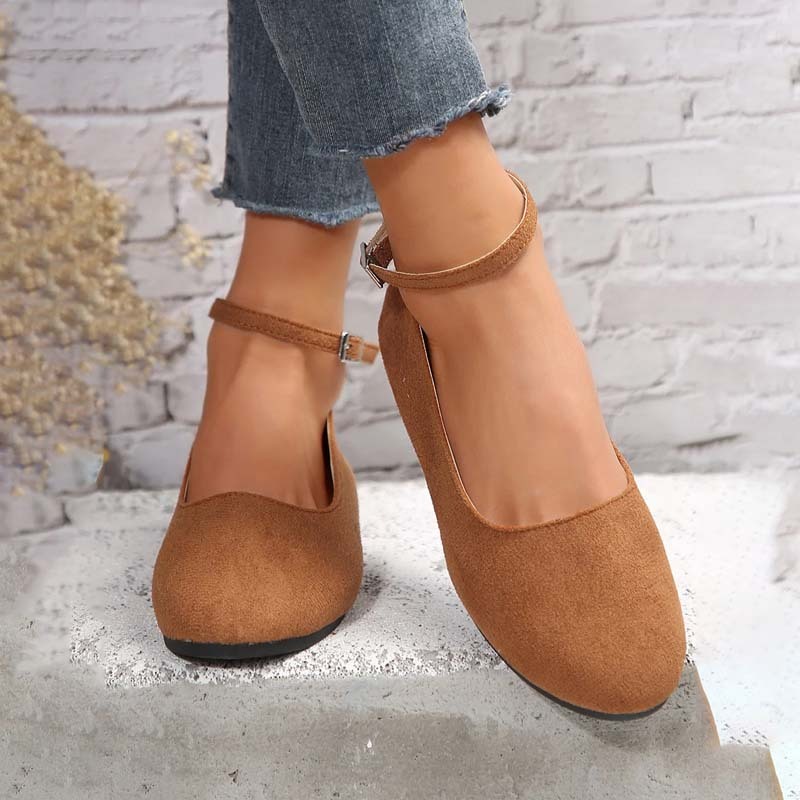 Zapatos casuales planos con hebilla cómoda para mujer