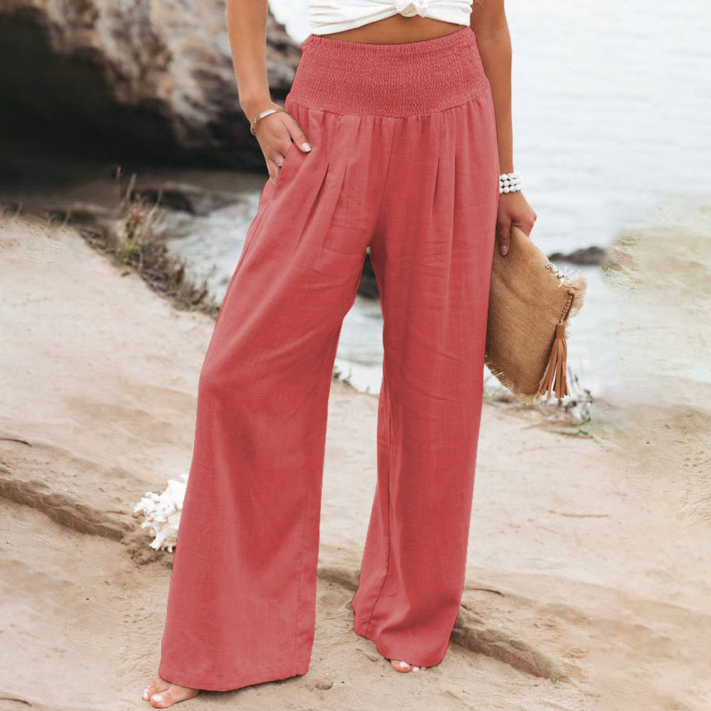 Summer new women's cotton and linen casual loose wide-leg pants