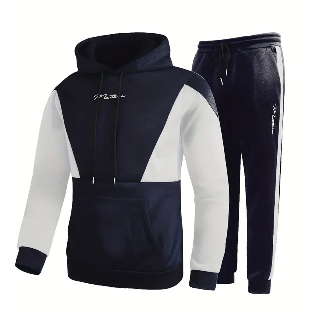 Alberchris Men's Hooded Sweatshirt + Trousers Sports Suit
