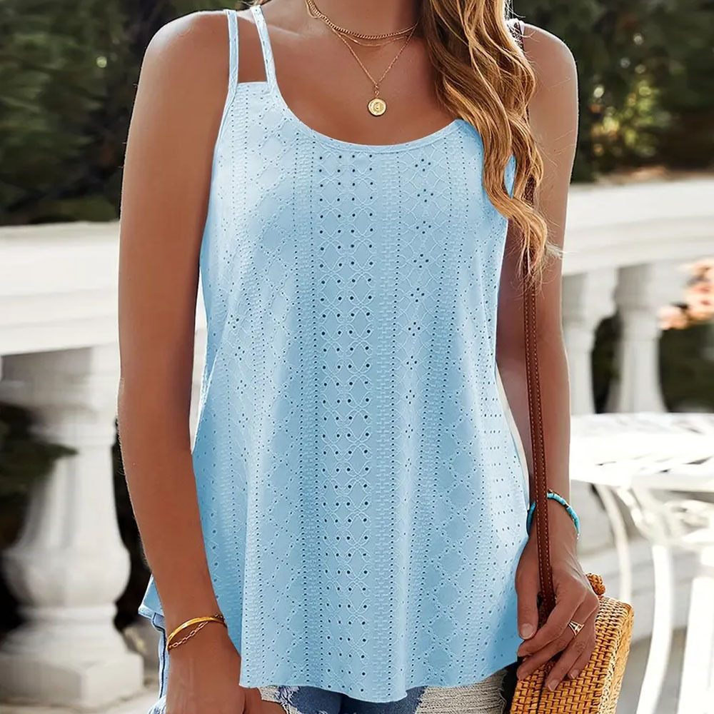 Summer Ladies Scoop Neck Double Straps Sleeveless Camisole