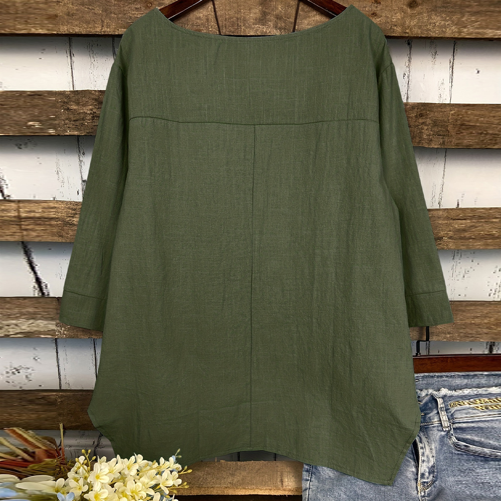 Summer Fashion Round Neck Irregular Pocket T-Shirt for Women