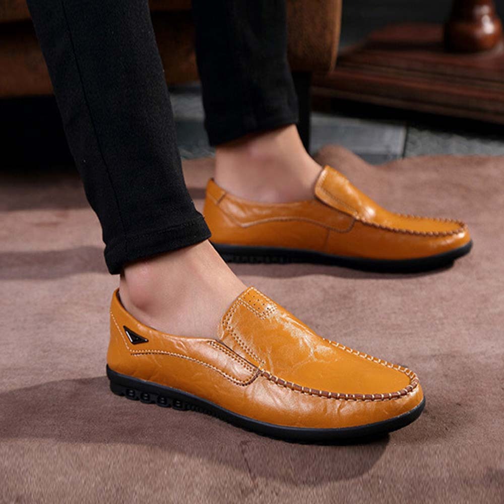 Zapatos casuales de cuero cómodos y sin cordones para hombre
