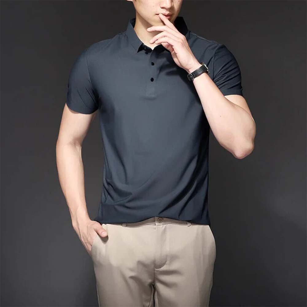 Polo de manga corta de secado rápido para hombre Summer Icy