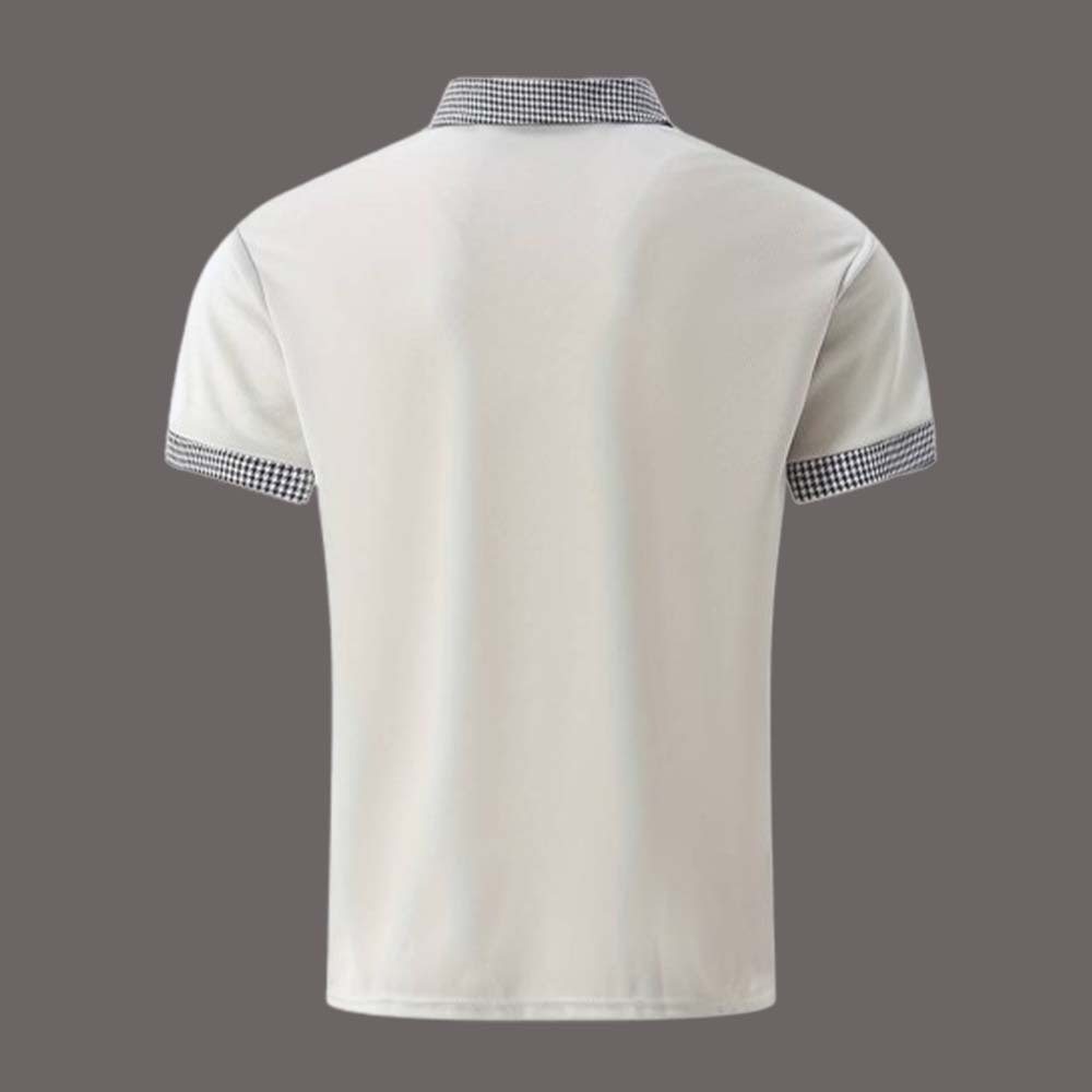 Summer Men's Houndstooth Casual Button Collar Short Sleeve Polo Shirt
