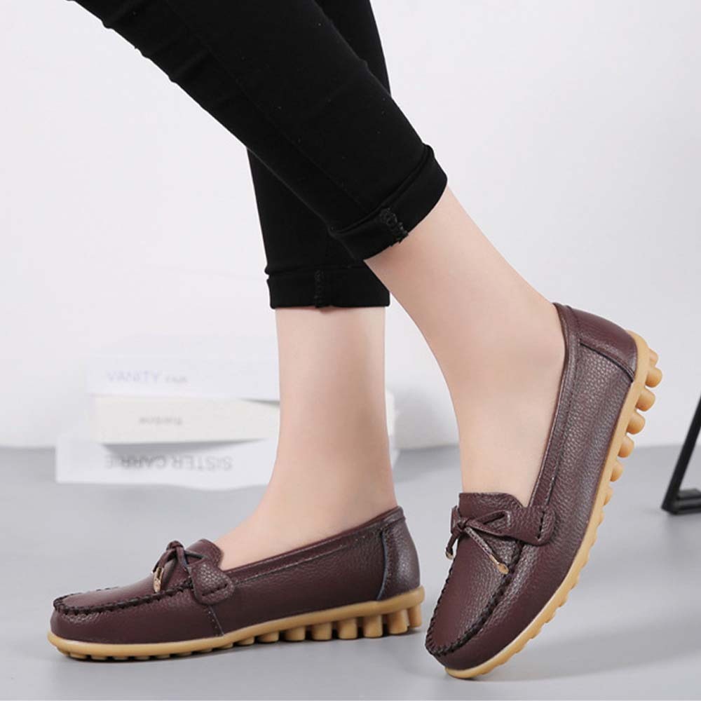 Mocasines de cuero con suela suave y transpirable para mujer Zapatos casuales