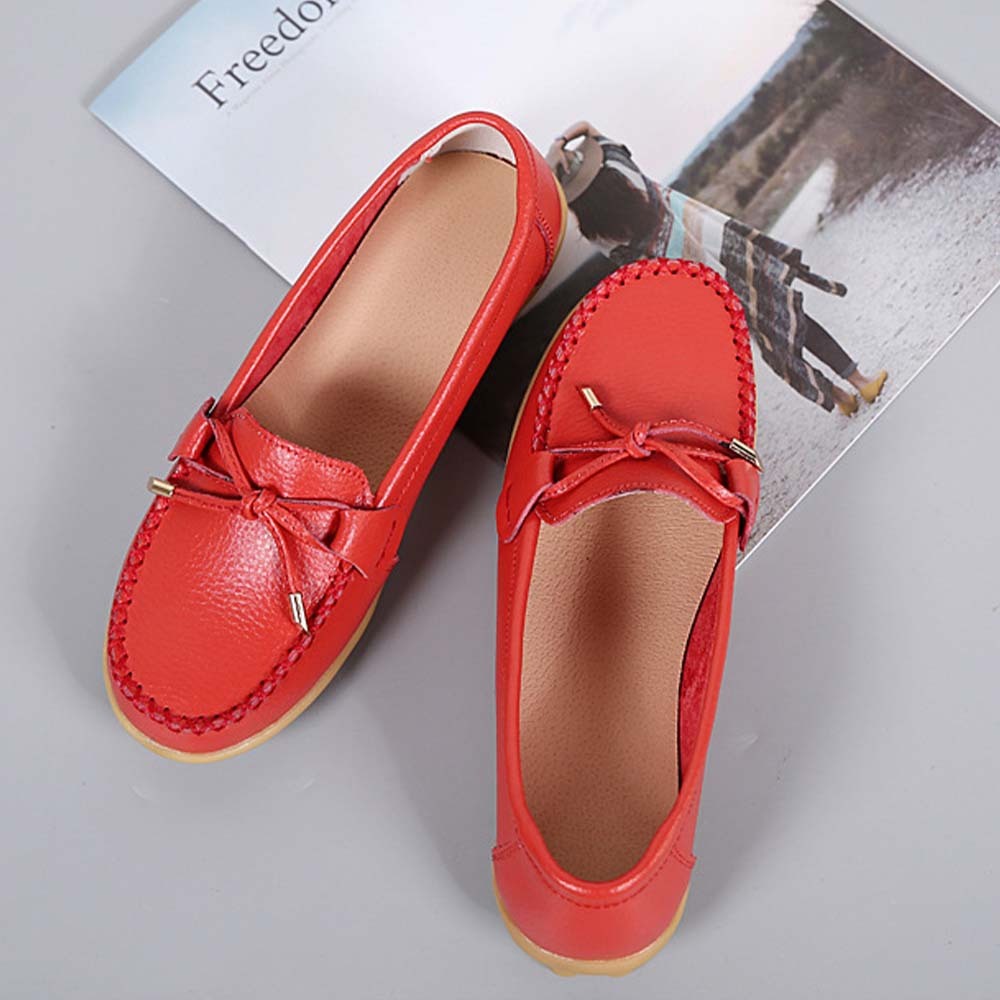 Mocasines de cuero con suela suave y transpirable para mujer Zapatos casuales