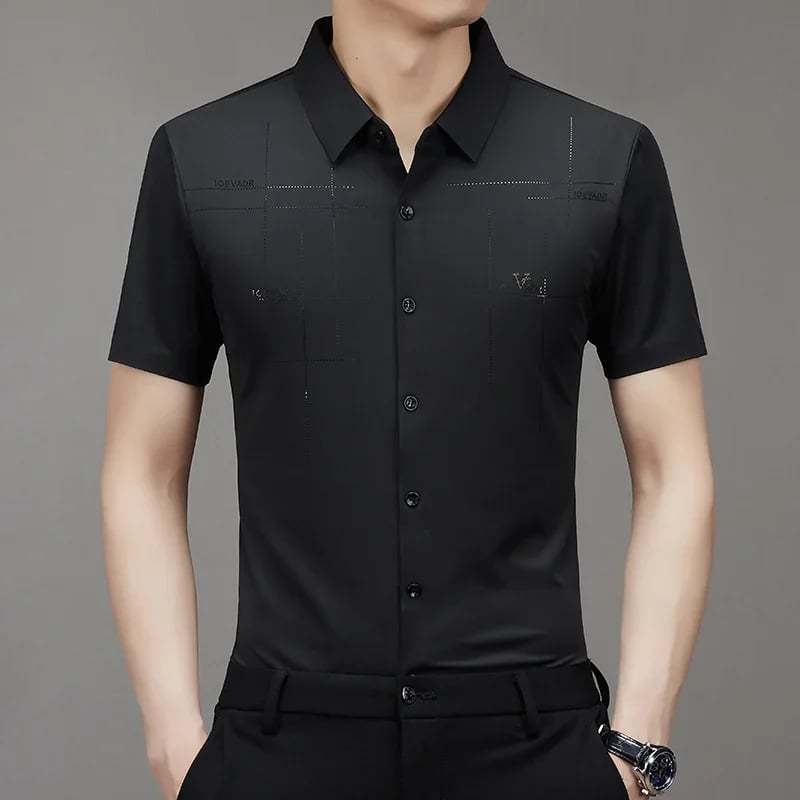 Men's breathable ice silk business short-sleeved shirt