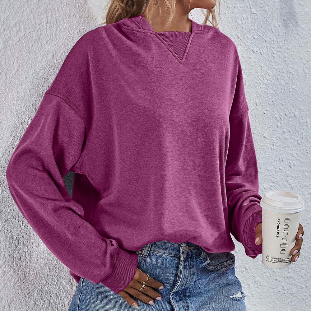 Olivoslindo Sudadera con capucha holgada con capucha de lana casual de color sólido para mujer