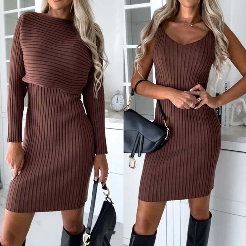 Knit Pullover Sweater and Cami Dress Set