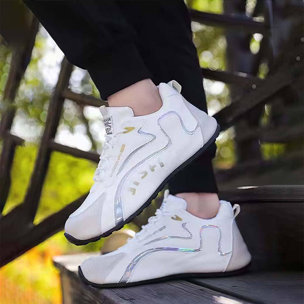 New men's leather lace-up color block sneakers