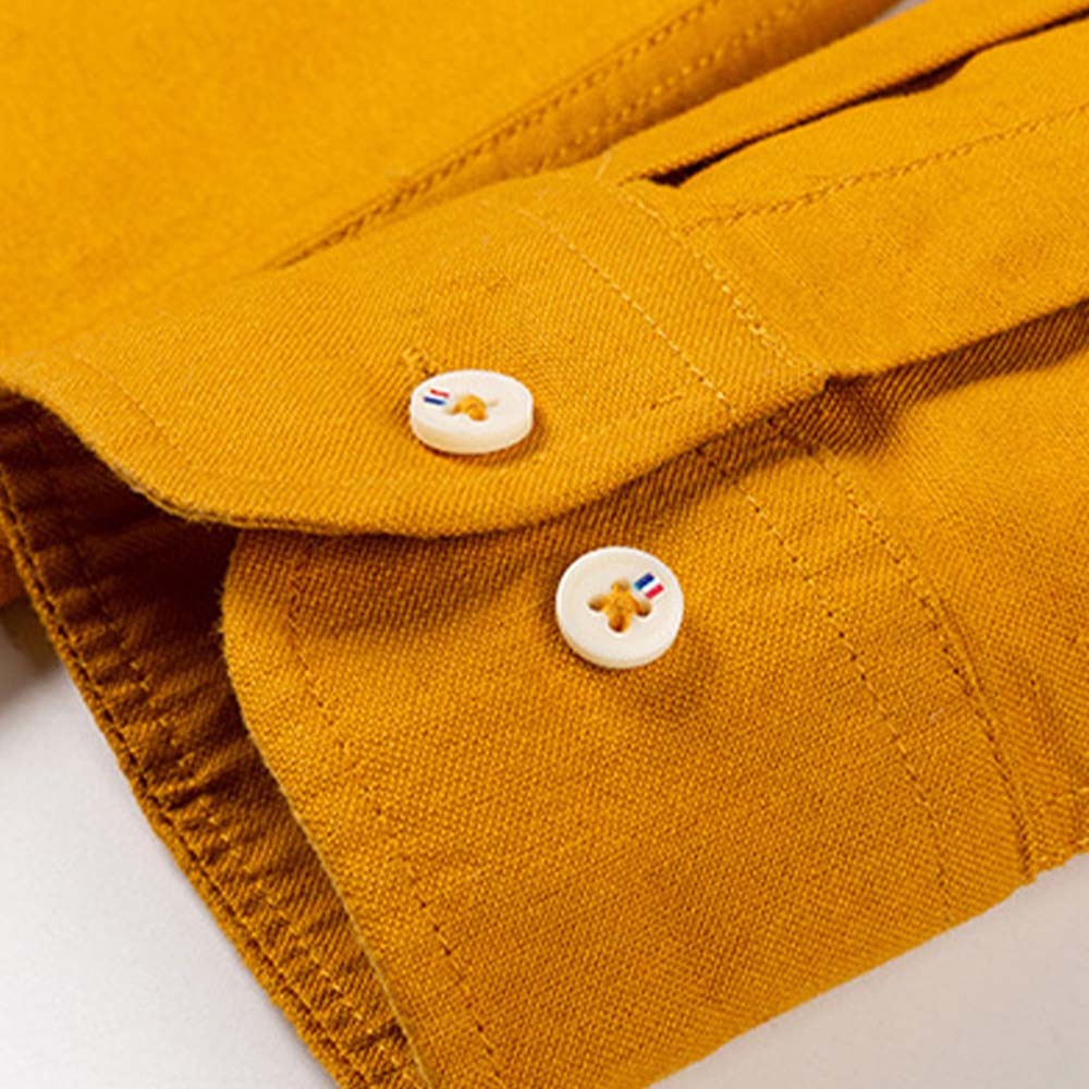 Smiledeer New Men's Cotton Oxford Anti-Wrinkle Stand Collar Long Sleeve Shirt