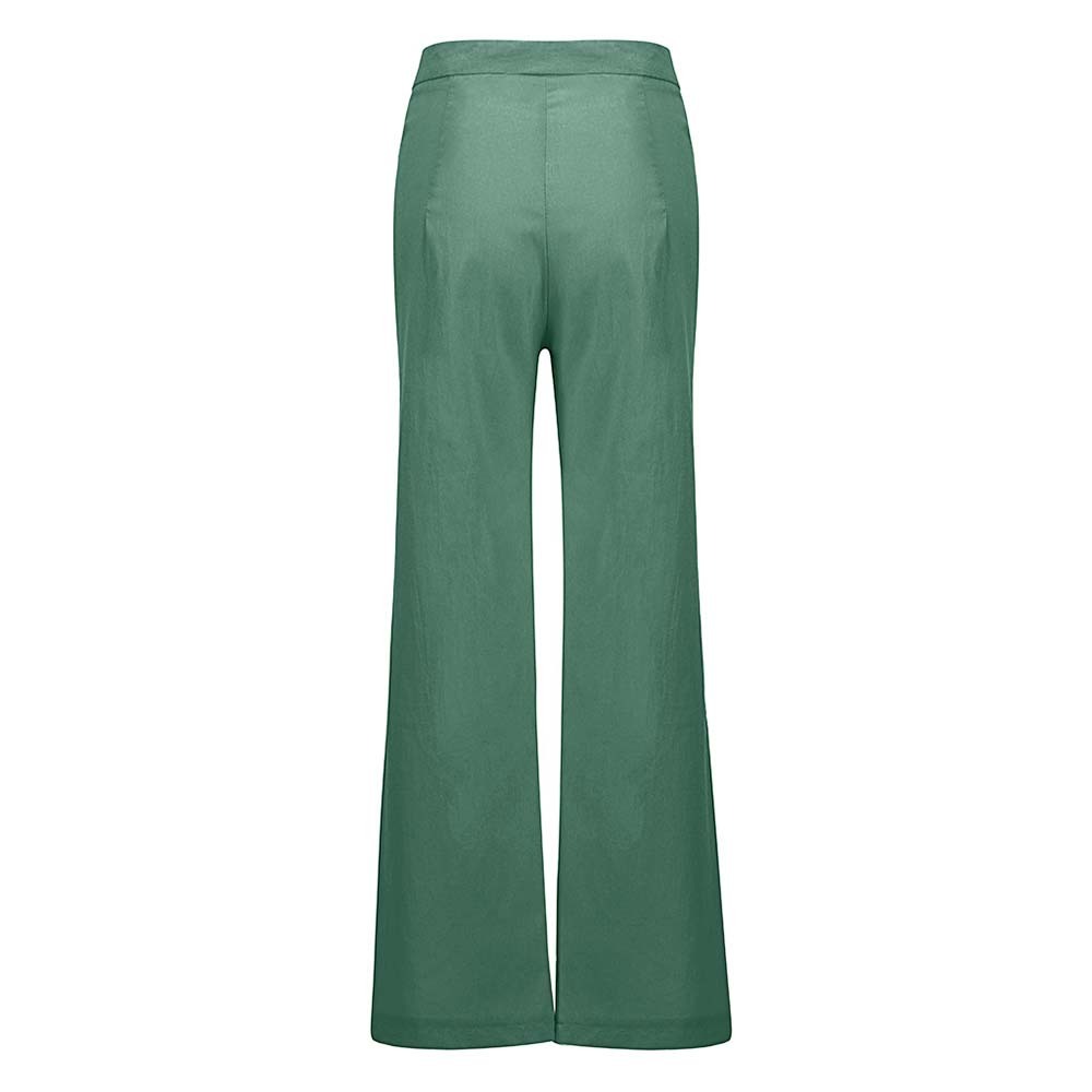 Women's high waist cotton and linen wide leg trousers