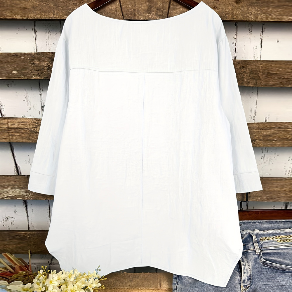 Summer Fashion Round Neck Irregular Pocket T-Shirt for Women