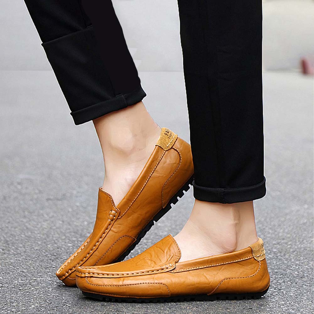 Men's British style slip-on casual business leather shoes