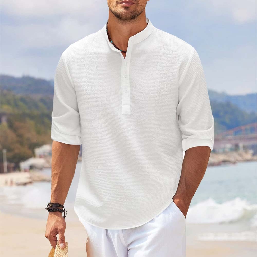 Nueva camisa a cuadros con cuello alto para hombre