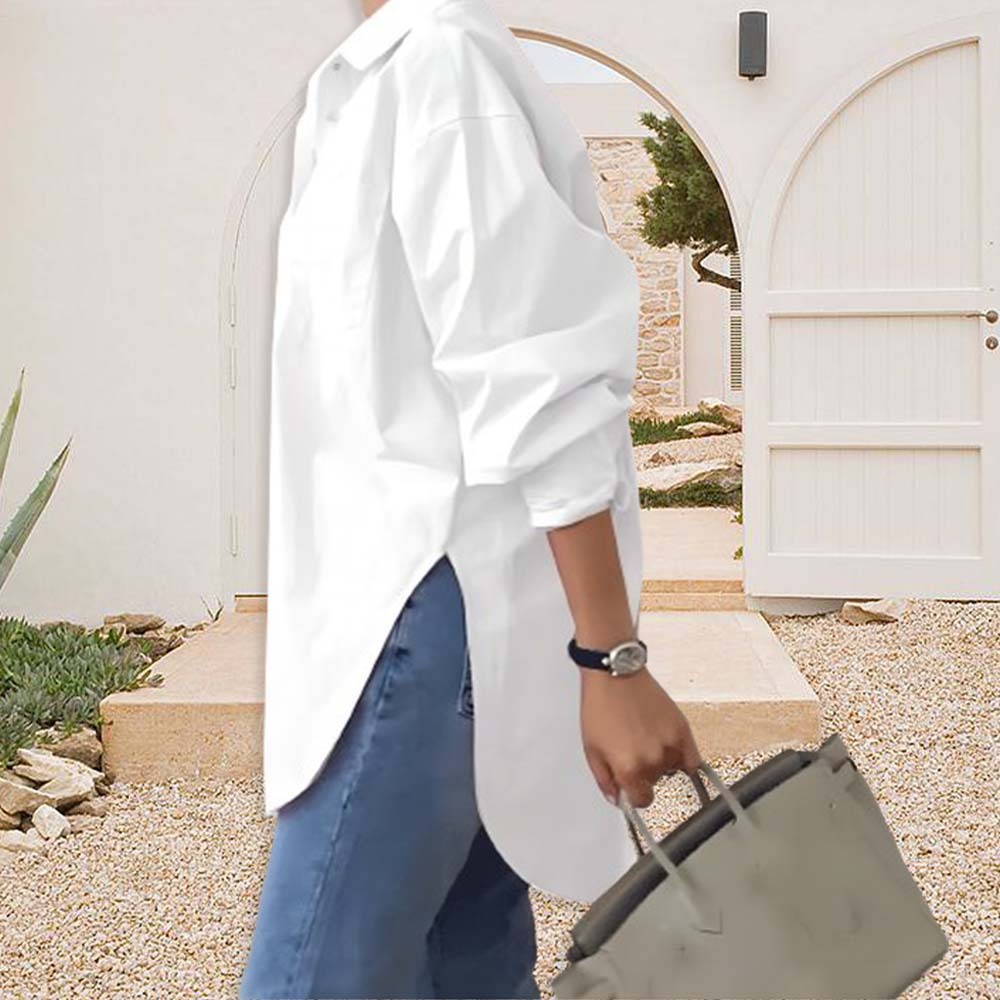 2024 Spring New Ladies Elegant Lapel Long Sleeve Business Shirt