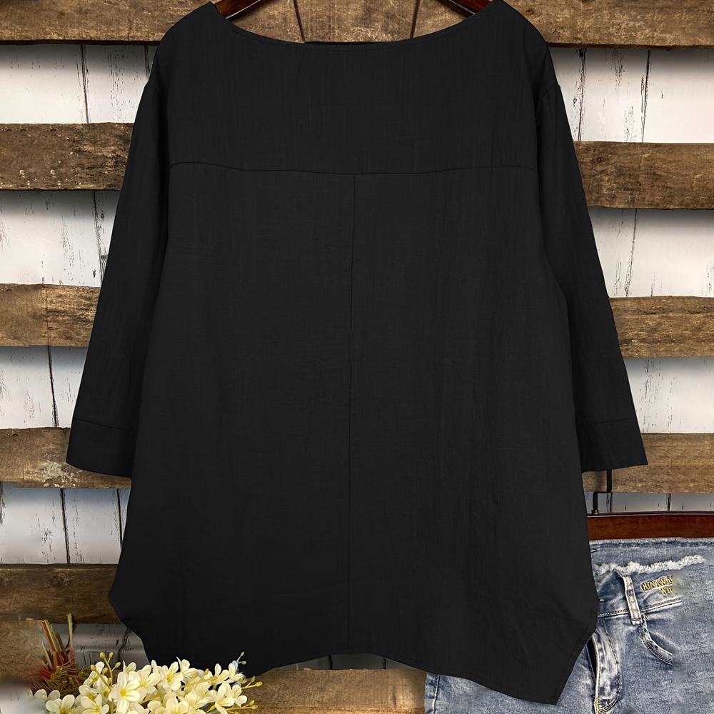 Summer Fashion Round Neck Irregular Pocket T-Shirt for Women