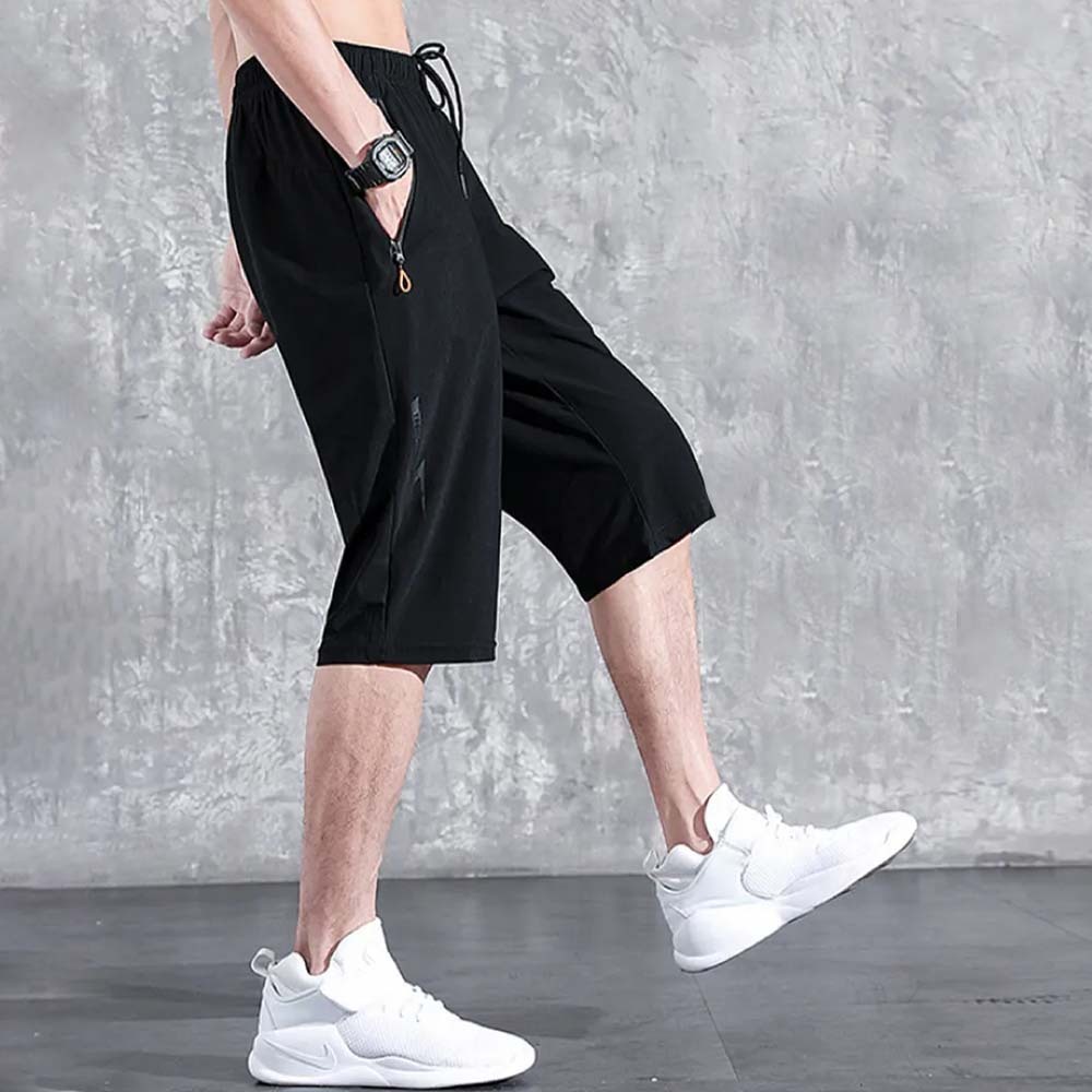 Pantalones deportivos casuales de talla grande rectos de seda de hielo elásticos finos para hombre