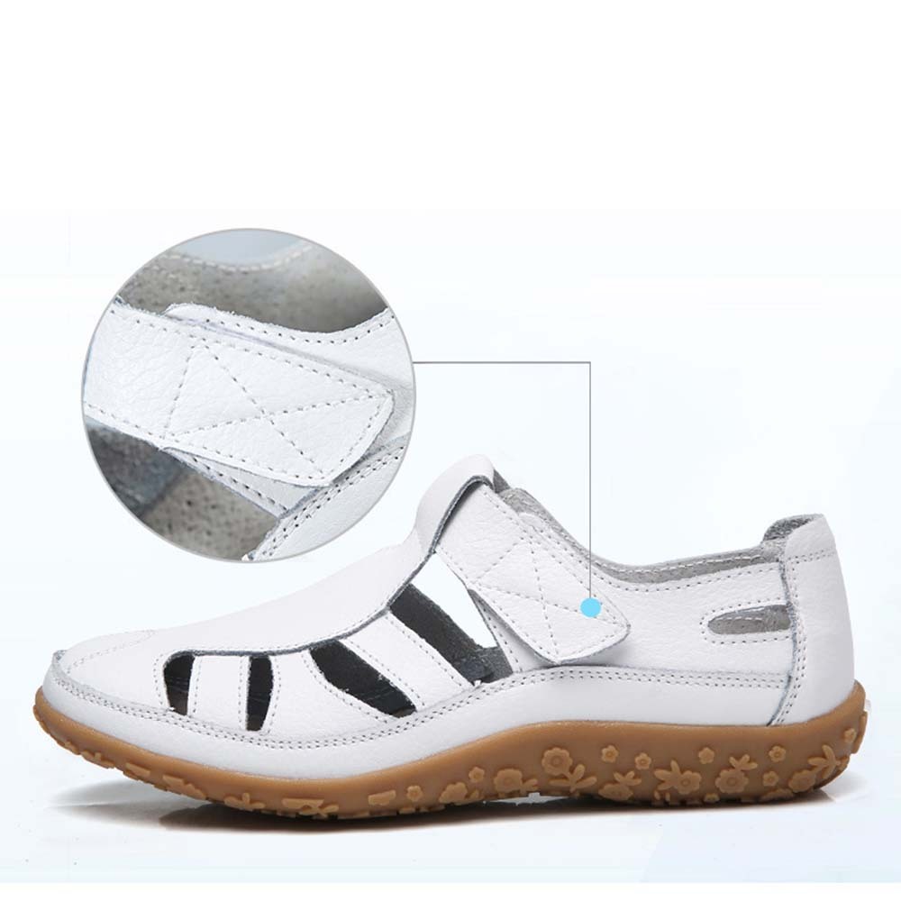 Sandalias de mujer de piel con suela suave y velcro transpirable