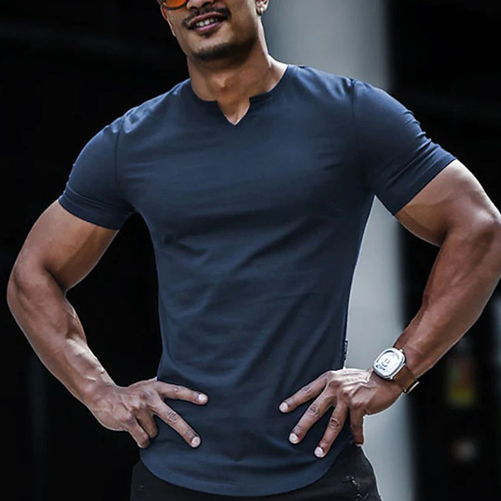 Olivoslindo Camiseta de color sólido simple transpirable casual de verano para hombres