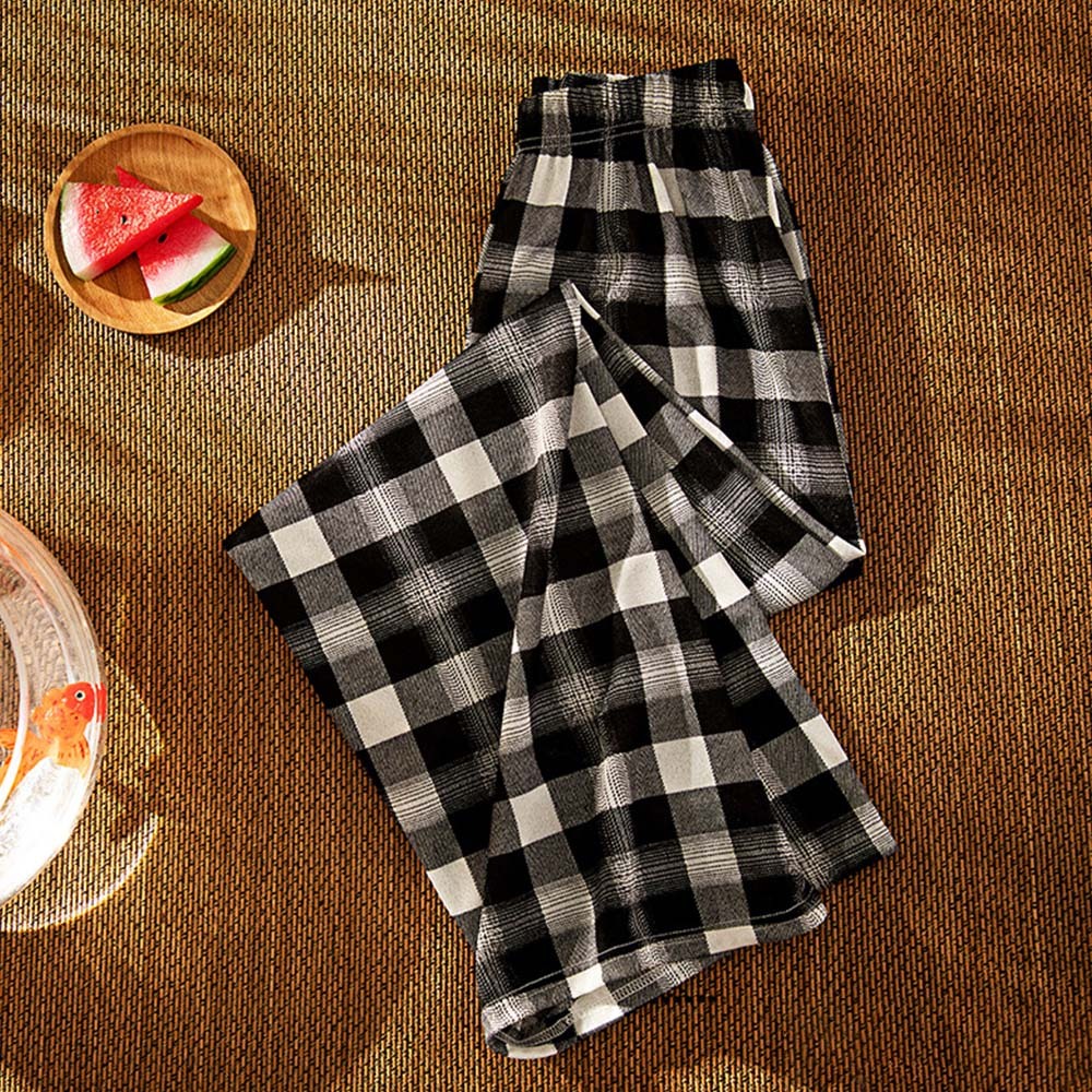 Women's casual plaid high waist wide leg pants