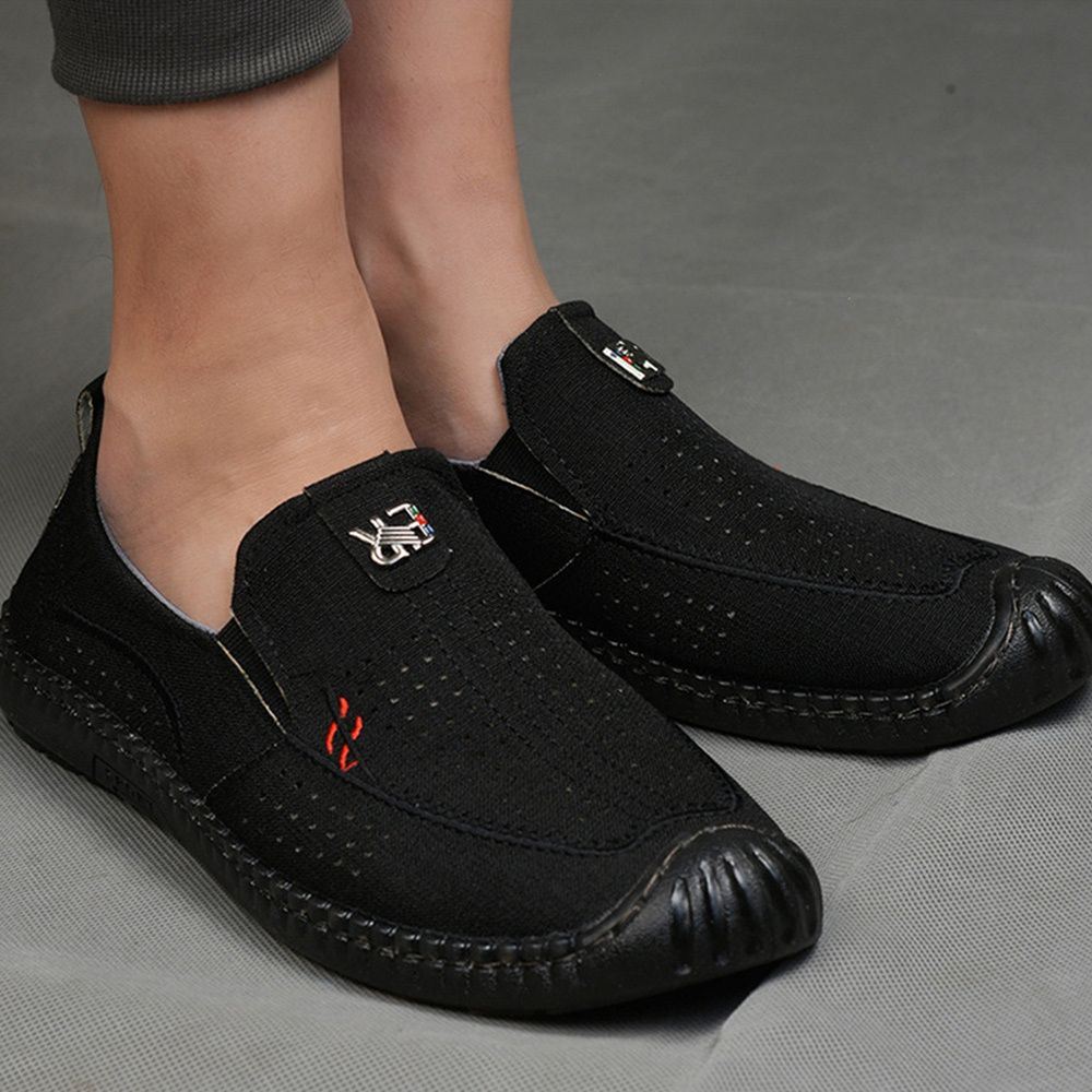 Olivoslindo Verano Nuevos zapatos casuales transpirables de tela de lino para hombres