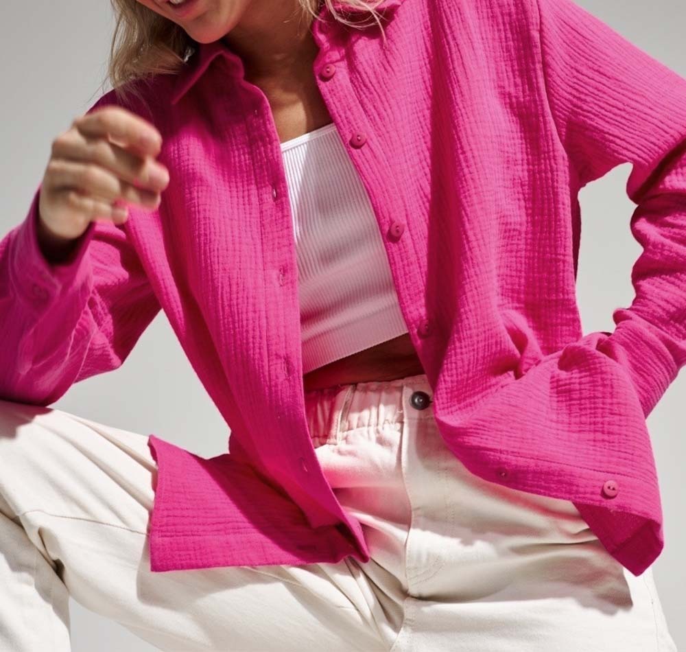 Camisa cómoda de manga larga de algodón para mujer